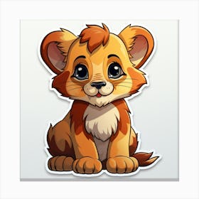 Lion Cub Sticker Canvas Print