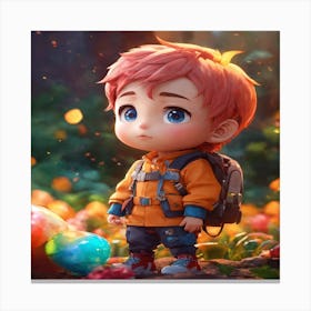 Cute Boy In The Forest Canvas Print