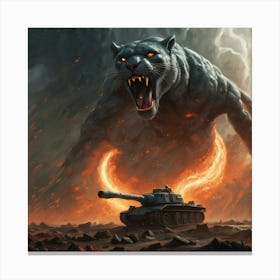 Panther On Fire Canvas Print