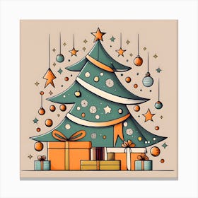 Modern Christmas Tree Minimalistic Drawing 1 Canvas Print