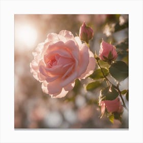 A Blooming Rose Blossom Tree With Petals Gently Falling In The Breeze Canvas Print