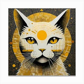 Abstract Portrait of a Beautiful White Cat Canvas Print