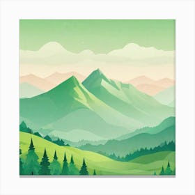 Misty mountains background in green tone 64 Canvas Print