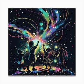 Children Playing With Sparkles Canvas Print