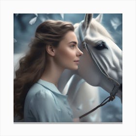 Girl And A Horse 12 Canvas Print