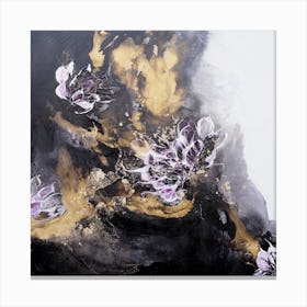 Black And Gold Floral Absract 1 Square Canvas Print