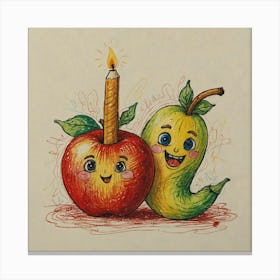 Apple And Candle Canvas Print