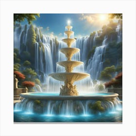 Fountain In The Garden Canvas Print