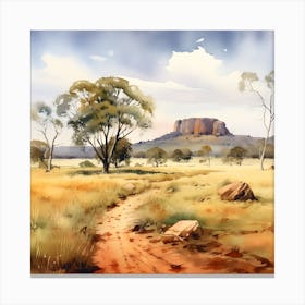 Watercolour Of Australian Landscape Canvas Print