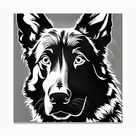 German Shepherd Canvas Print, Black and white illustration, Dog drawing, Dog art, Animal illustration, Pet portrait, Realistic dog art Canvas Print