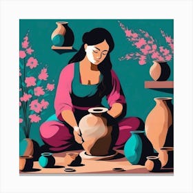 The Pottery, Turquoise and Rosé Workshop Canvas Print