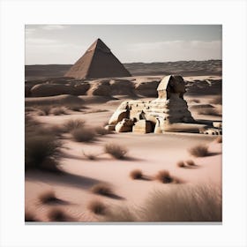Sphinx And Pyramids Soft Expressions Landscape Canvas Print