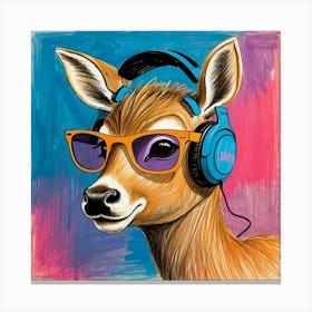 Deer With Headphones 9 Canvas Print