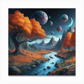 A Picture Of A Fall Landscape With Trees Mountain 4 Canvas Print