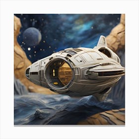 Spaceship In Space Canvas Print