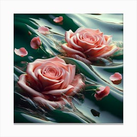 Pink Roses In Water Canvas Print