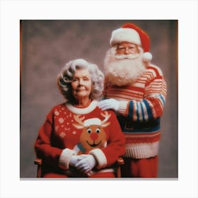 Santa Claus And His Wife Portrait Studio, Ugly Sweaters, 1980s Vibe Canvas Print