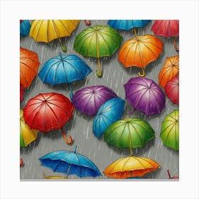 Umbrellas In The Rain 1 Canvas Print
