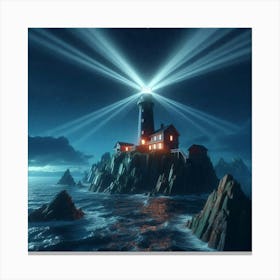 Lighthouse At Night 3 Canvas Print