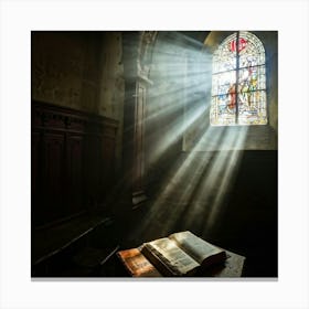 A Devoted Individual In Quiet Contemplation Clasping A Worn Holy Bible Tightly With An Air Of Sole (1) Canvas Print