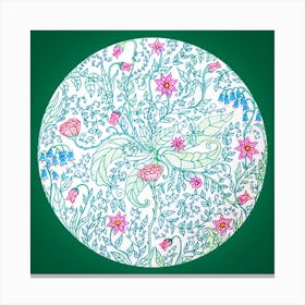 Wildflower doodle green Canvas Print