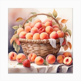 A basket of peaches Canvas Print