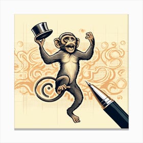 Monkey In Top Hat 2 Canvas Print