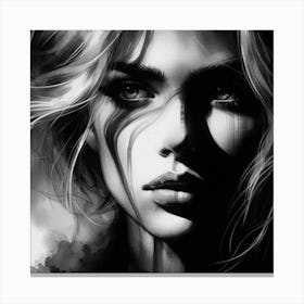 Black And White Portrait Of A Woman 24 Canvas Print