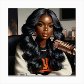 Black Girl With Long Hair Canvas Print