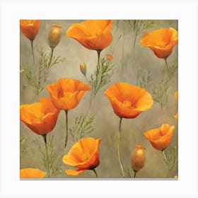 Boho Wildflower Painting California Poppy 1 Canvas Print