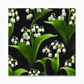 Rustic May Birth Flower Lily Of The Valley Black Green 1 Canvas Print