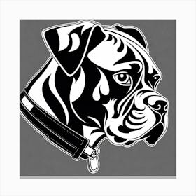 Boxer Dog, Black and white illustration, Dog drawing, Dog art, Animal illustration, Pet portrait, Realistic dog art, dog with collar Canvas Print