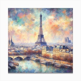Paris Eiffel Tower Landmark Painting Canvas Print