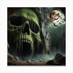 Halloween Skull In Cave Canvas Print