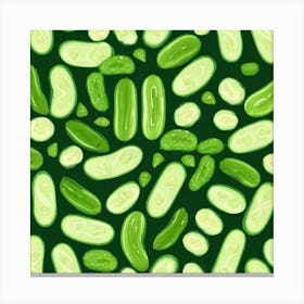 Cucumbers On A Green Background 2 Canvas Print