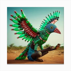 Bird Made Of Coca Cola Bottles Canvas Print