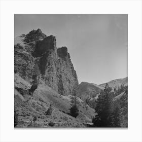Lemhi County, Idaho, Sheer Cliffs Rise From The Road Along Williams Creek By Russell Lee Canvas Print