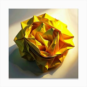 Yellow Origami Rose In Sunlight Canvas Print