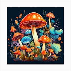 Mushrooms In The Forest 90 Canvas Print