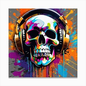 Skull With Headphones 64 Canvas Print