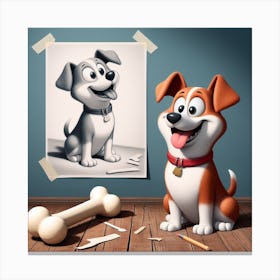 Dog Drawing Canvas Print