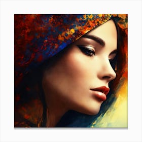 Beautiful Portrait Of A Woman Face Canvas Print