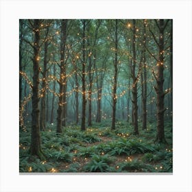 Fairy Lights In The Forest Canvas Print