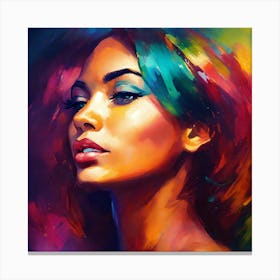 Colorful Portrait Of A Woman Face Canvas Print