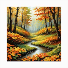 Forest In Autumn In Minimalist Style Square Composition 20 Canvas Print