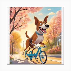 Dog On A Bike Canvas Print