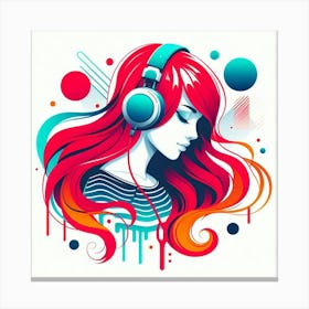 Girl With Headphones 1 Canvas Print