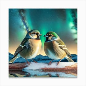Firefly A Modern Illustration Of 2 Beautiful Sparrows Together In Neutral Colors Of Taupe, Gray, Tan (73) Canvas Print