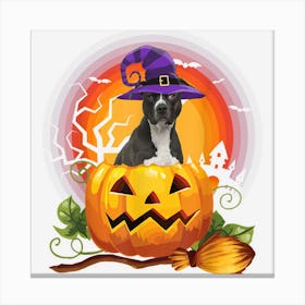 American Pit Bull Terrier Witch Pumpkin Halloween Dog Lover Canvas Print