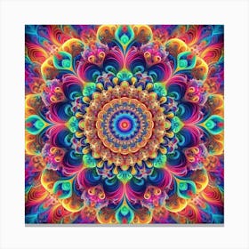 Psychedelic Bliss: A Colorful and Hypnotic Mandala Art 1 Canvas Print